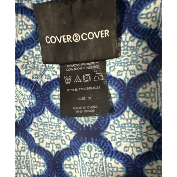 Cover 2 Cover Swim Cover Up Women's XL V-Neck Swimsuit Cover Up Blue Geometric - Picture 2 of 3